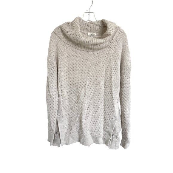 Lucky Brand Alyssa Cowl Neck Sweater With Side Buttons - Picture 4 of 8